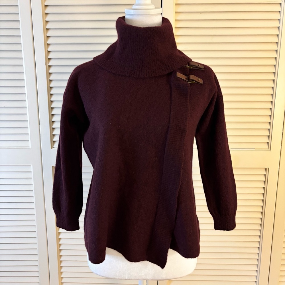 Ellen Tracy Sweater Wool Burgundy XL (fits like Large)